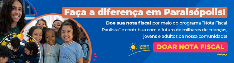 Banner com 3 imagens representando suas áreas de atuação e incentivando que você doe sua nota fiscal.